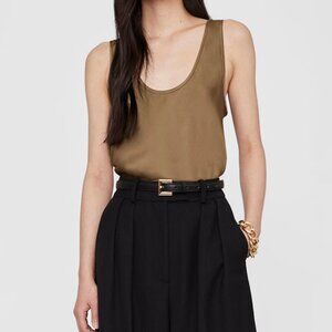 Anine Bing Tan/ Sepia Silk Tank Top NWT